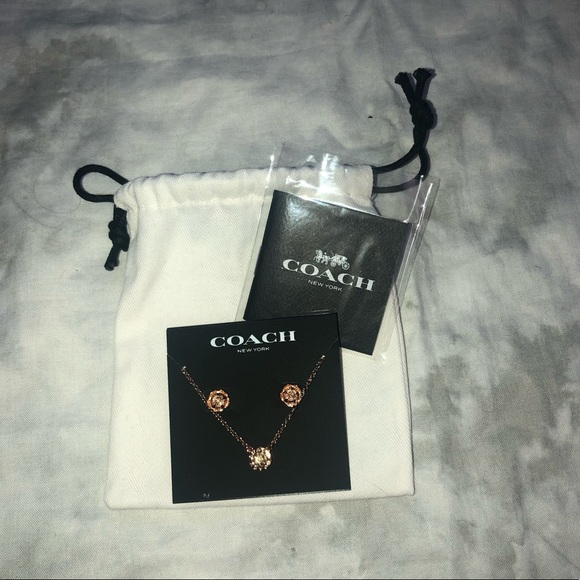 Coach Jewelry - NWT Coach Open Circle Necklace and Tea Rose Stud Earrings Set